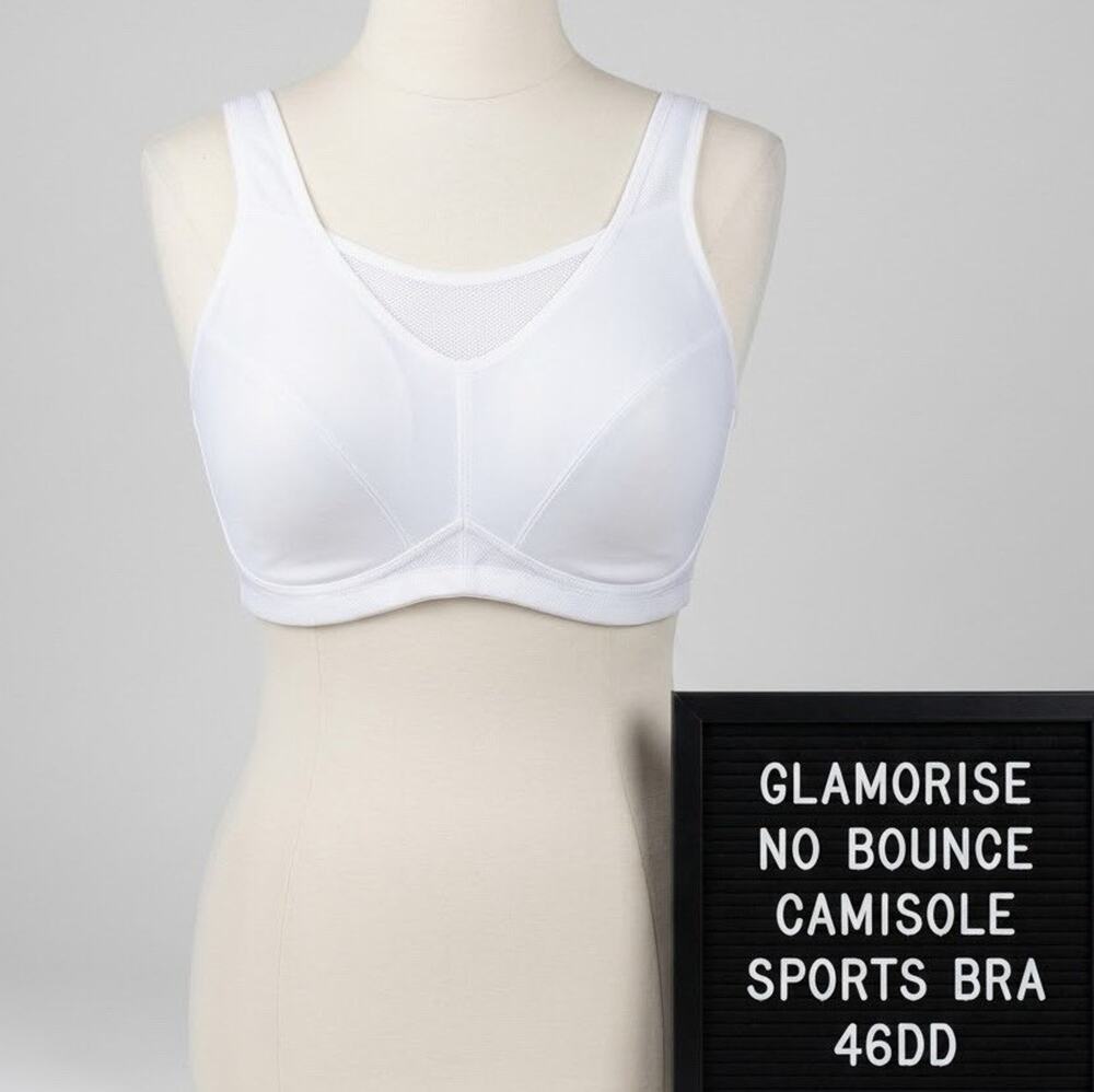 Glamorise 46DD No Bounce Camisole Sports Bra #1066 Wire Free White Med Support